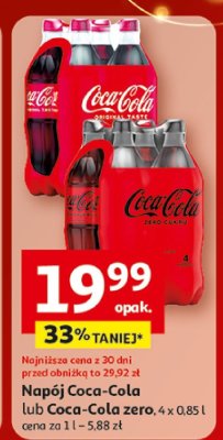 Napój gazowany Zero 4 x 0,85 l Coca-Cola promocja w Auchan