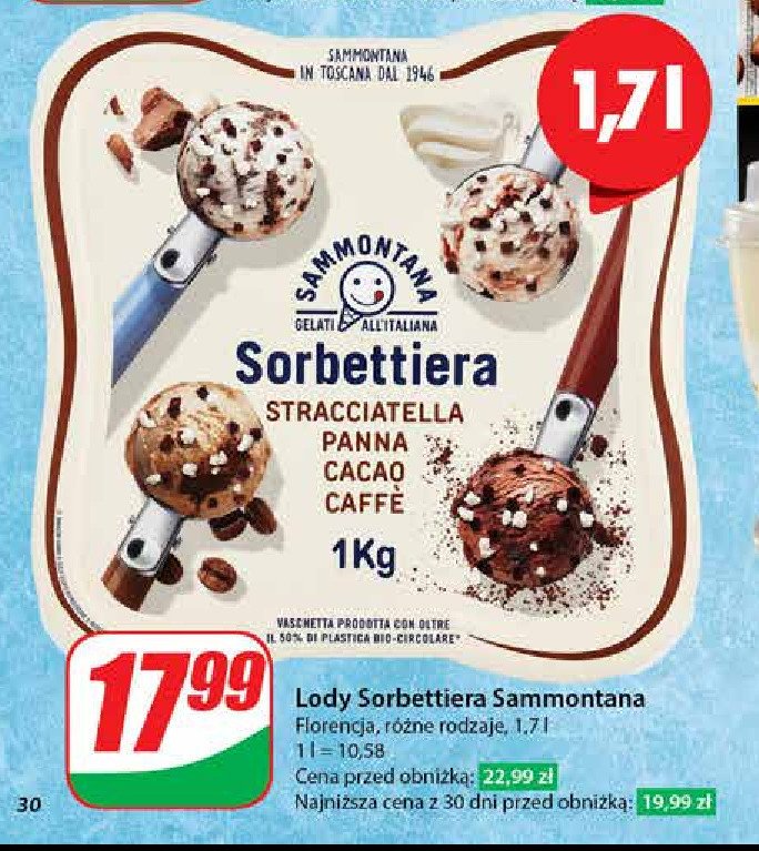 Lody sorbettiera stracciatella panna cacao caffe SAMMONTANA promocja