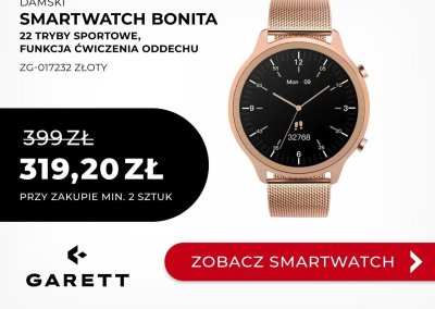 Zegarek Damski smartwatch Bonita złoty ZG-017232 Garett promocja w Briju
