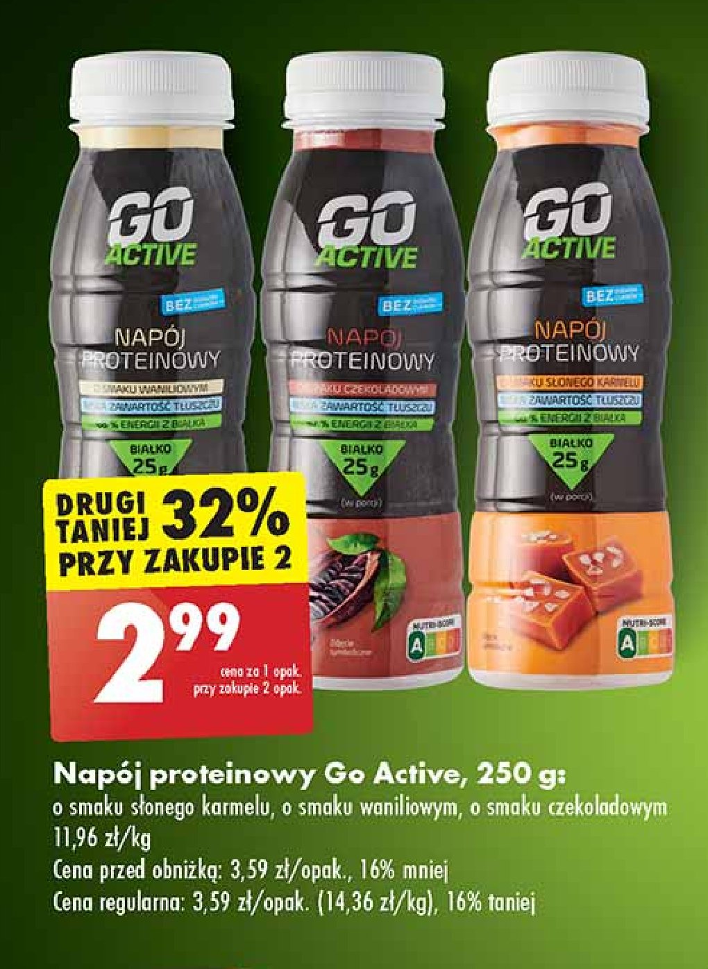 Napój proteinowy czekoladowy Go active promocja