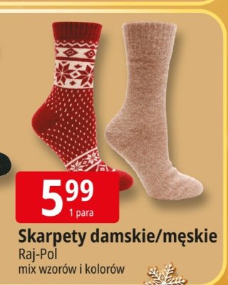 Skarpety damskie/męskie Raj-Pol mix wzorów i kolorów promocja w Leclerc
