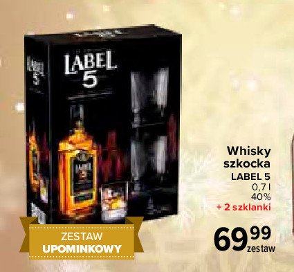 Whisky + szklanki Label 5 promocja