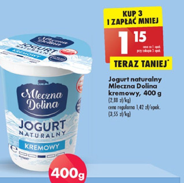 Jogurt naturalny kremowy Mleczna dolina promocja