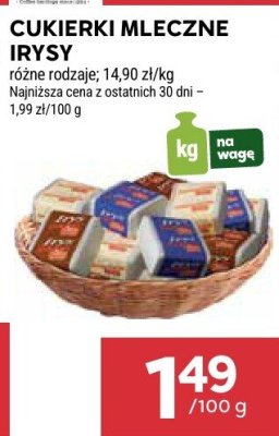 Cukierki mleczne Irysy różne rodzaje promocja w Stokrotka