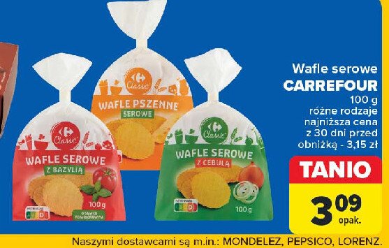 Wafle pszenne serowe Carrefour classic promocja w Carrefour Market