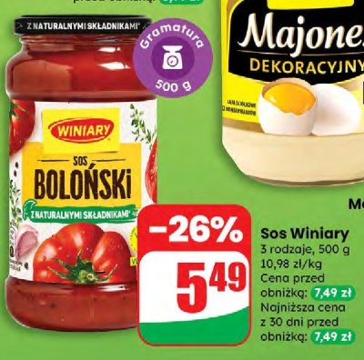 Sos Winiary Boloński 3 rodzaje, 500 g promocja w Dino