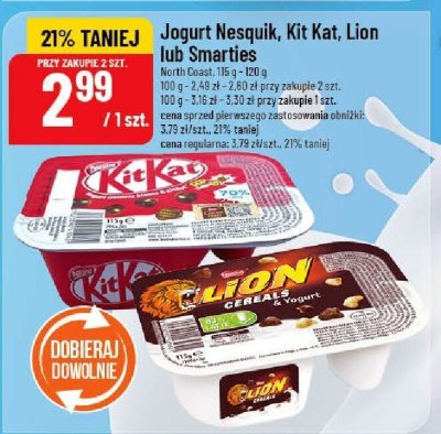 Jogurt Nesquik, Kit Kat, Lion lub Smarties North Coast promocja w POLOmarket