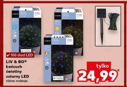 Łańcuch świetlny solarny 100 led multikolor Liv & bo promocja w Kaufland