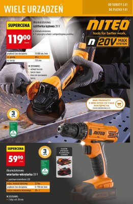 Wiertarko-wkrętarka akumulatorowa 20 V NITEO promocja w Biedronka