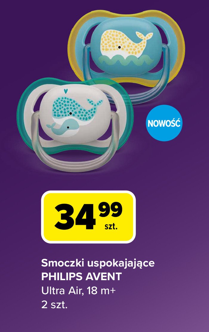 Smoczek uspakajający ultra air animals 0-6 m Philips avent promocja