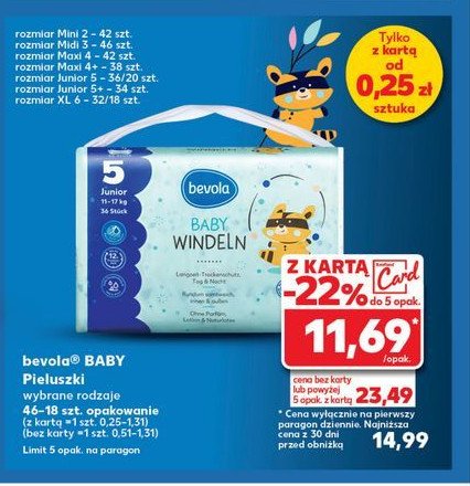 Pieluchomajtki 6 xl Bevola promocja w Kaufland