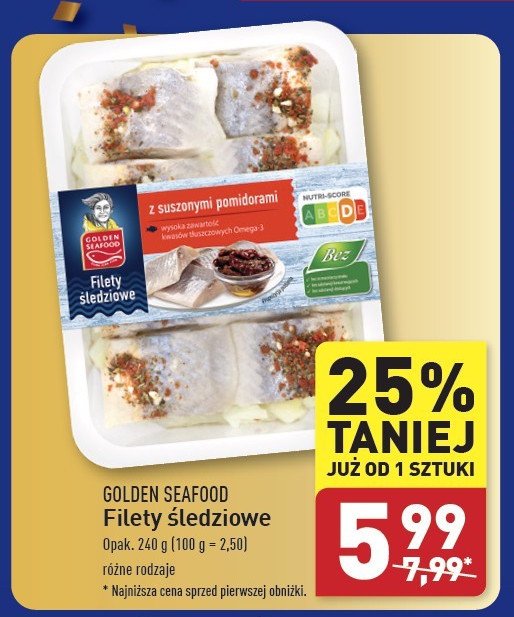 Filety śledziowe z suszonymi pomidorami Golden seafood promocja w Aldi