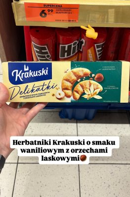 Herbatniki Delikatki o smaku waniliowym z orzechami laskowymi promocja w Biedronka
