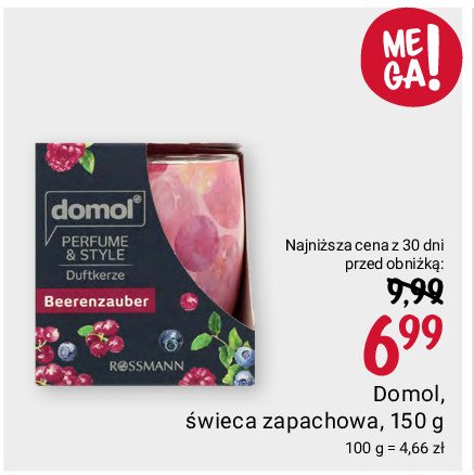 Świeca zapachowa owoce jagodowe Domol perfume & style promocja w Rossmann
