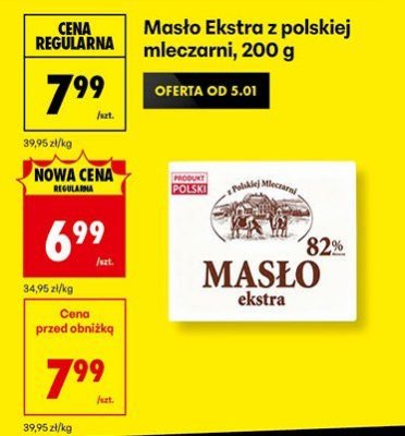Masło ekstra Polski 82% promocja w Biedronka
