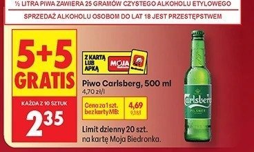 Piwo Carlsberg, 500 ml promocja w Biedronka