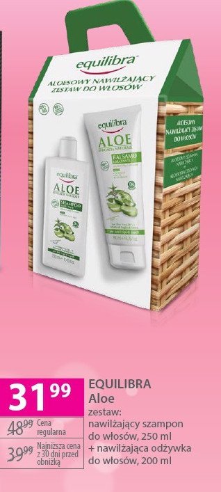 Szampon do włosów aloesowy + odżywka aloes Equilibra aloe promocja