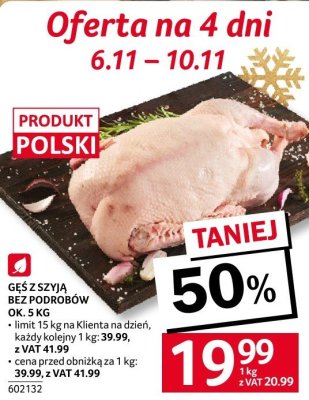 Gęś z szyją bez podrobów promocja w Selgros