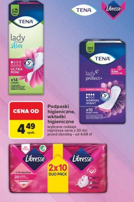 Wkładki normal night Tena lady promocja w Carrefour