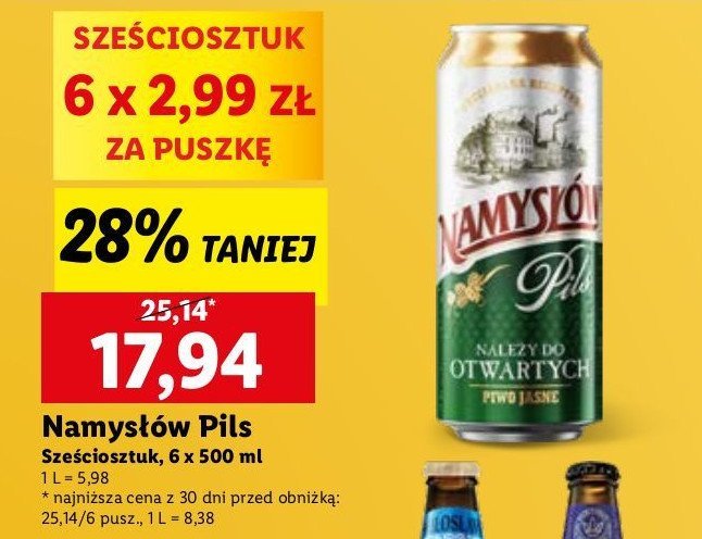 Piwo Namysłów pils promocja w Arhelan