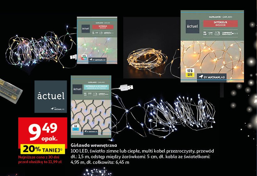 Girlanda 100 led Actuel promocja w Auchan