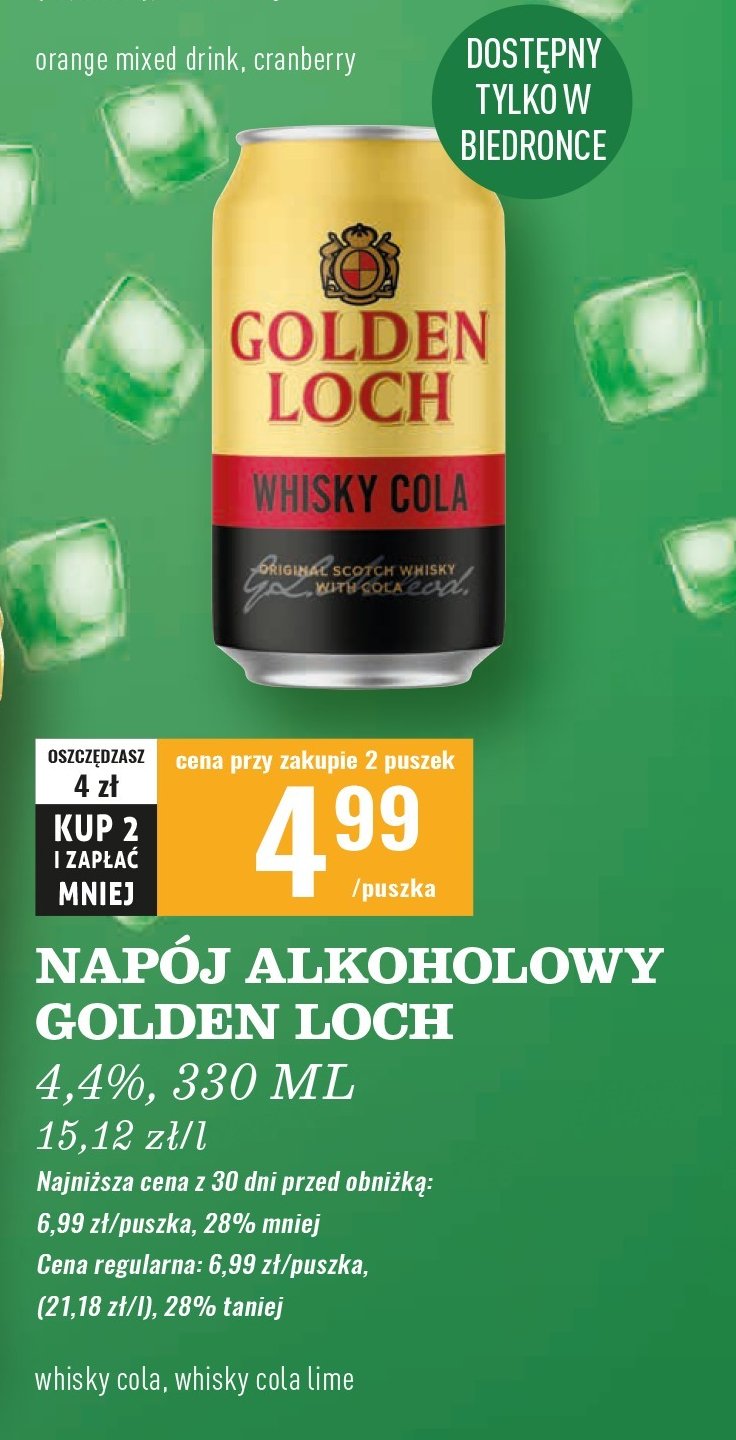 Whisky + cola lime GOLDEN LOCH promocja
