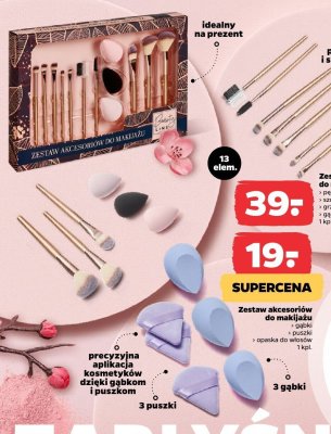 Zestaw akcesoriów do makijażu - gąbki, puszki, opaska do włosów promocja w Netto