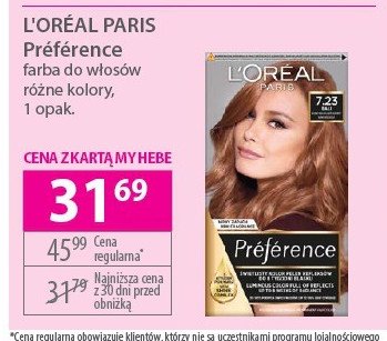 Farba do włosów 7.23 L'oreal preference promocja