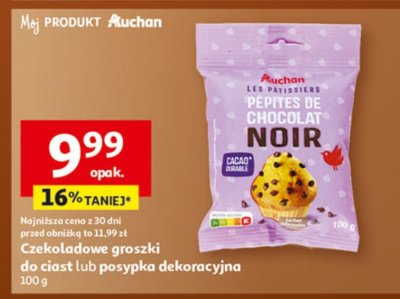 Czekoladowe groszki do ciast lub posypka dekoracyjna Auchan promocja w Auchan