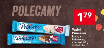 Wafel Princessa Longa kokosowa, mleczna 40 g promocja w LEWIATAN