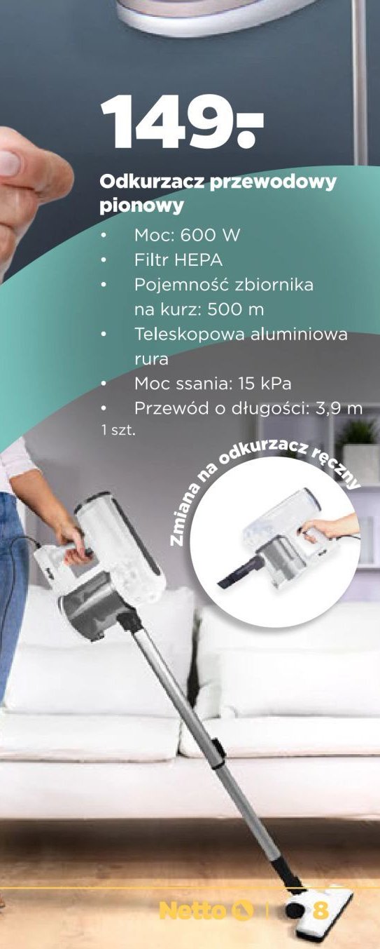 Odkurzacz pionowy Bergo promocja w Netto