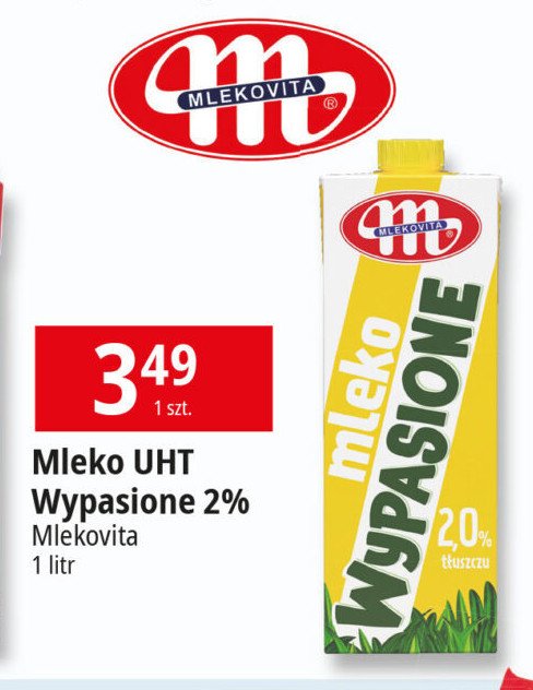 Mleko 2% Mlekovita wypasione promocja w Leclerc