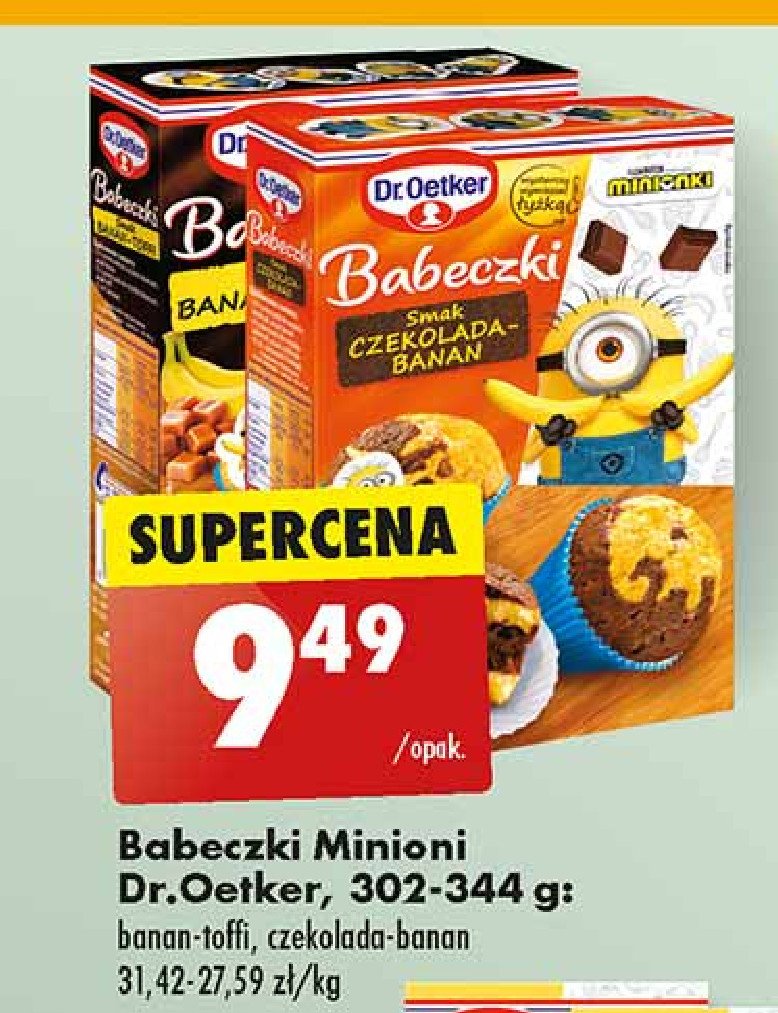 Babeczki banan toffi minionki Dr. oetker promocja