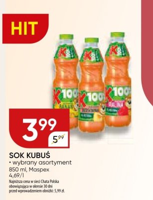 Sok Kubuś wybrany asortyment Maspex promocja w Chata Polska