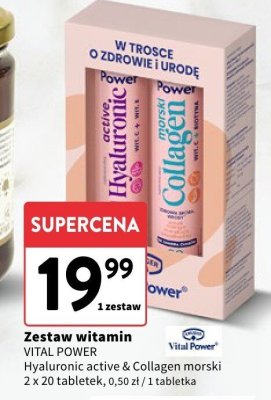 Zestaw witamin Hyaluronic active & Collagen morski VITAL POWER promocja w Intermarche