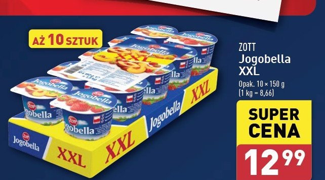 Jogurt truskawka + jogurt brzoskwinia Zott jogobella promocja