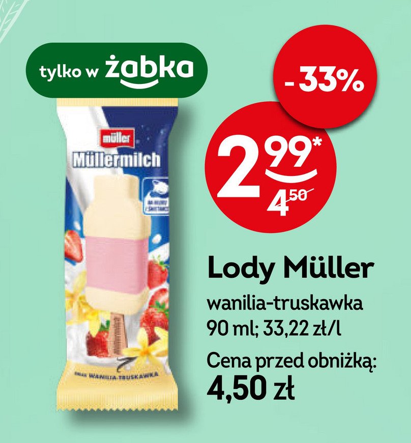 Lód wanilia- truskawka Muller promocja w Żabka