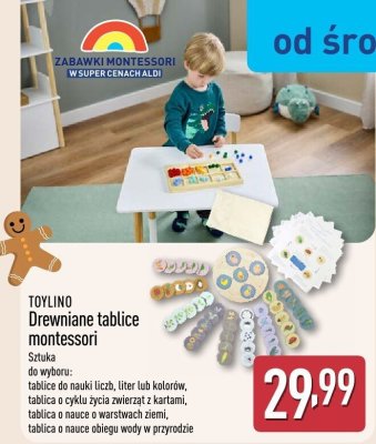 Drewniane tablice montessori TOYLINO promocja w Aldi