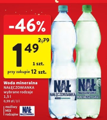 Woda mineralna Nałęczowianka wybrane rodzaje 1,5 l promocja w Intermarche