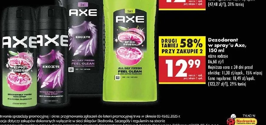 Dezodorant Axe epic fresh promocja w Biedronka