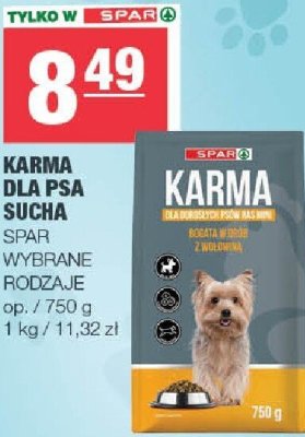 Karma dla psa sucha Spar wybrane rodzaje promocja w SPAR