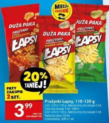 Prażynki Łapsy, 110-120 g promocja w Twój Market