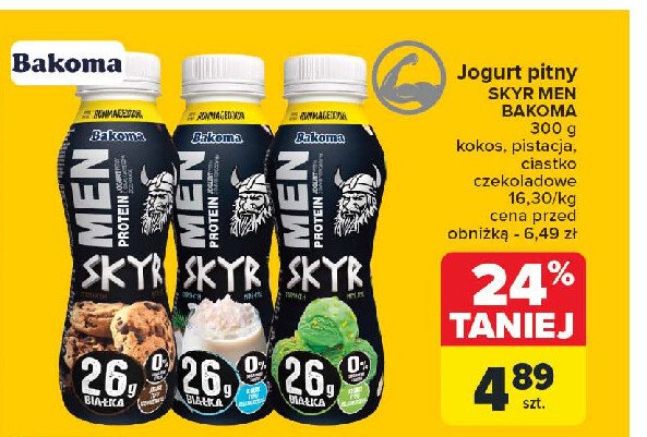 Jogurt ciastko z czekoladą Bakoma men skyr protein promocja