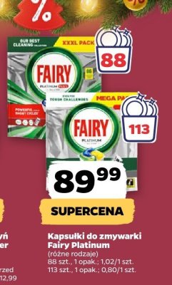 Kapsułki do zmywarki Fairy Platinum promocja w Netto