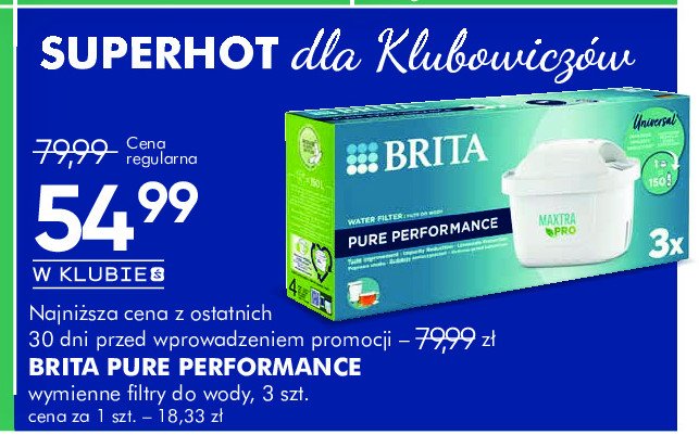 Wkład filtrujący pure performance (niebieski) Brita maxtra promocja