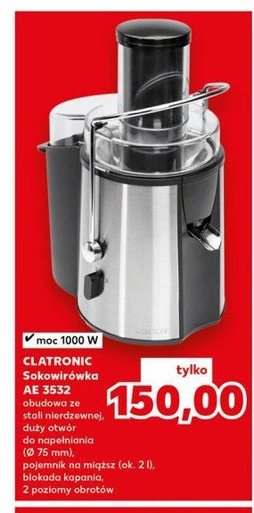 Sokowirówka ae3532 Clatronic promocja