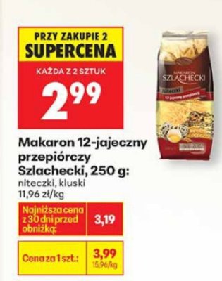 Makaron 12-jajeczny przepiórczy Szlachecki 250g niteczki kluski promocja w Biedronka