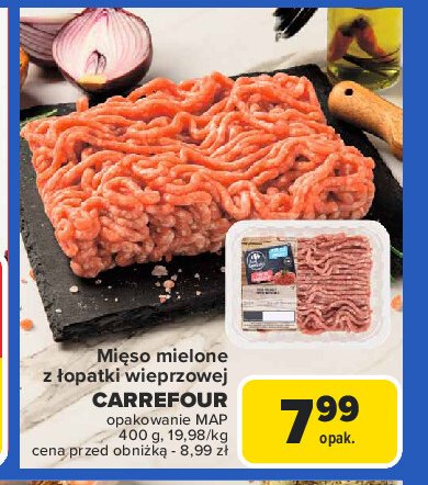 Mięso mielone z łopatki wieprzowej Carrefour targ świeżości promocja