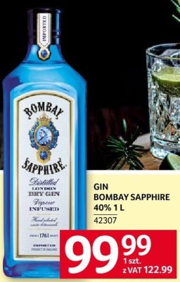 Gin Bombay Sapphire 40% 1L promocja w Selgros