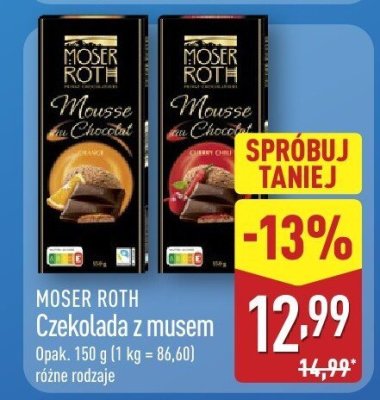 Czekolada Moser Roth z musem promocja w Aldi